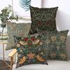 Bird Floral Botanical Green Linen Throw Pillow Covers Traditional Classic Art Pillow Covers, Decorative Cushion Covers 45X45cm