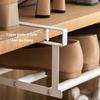 Under Cabinet Shoe Organizer Space Saving Under Shelf Shoe Rack Expandable Carbon Steel Strong Load Bearing White for Pantry
