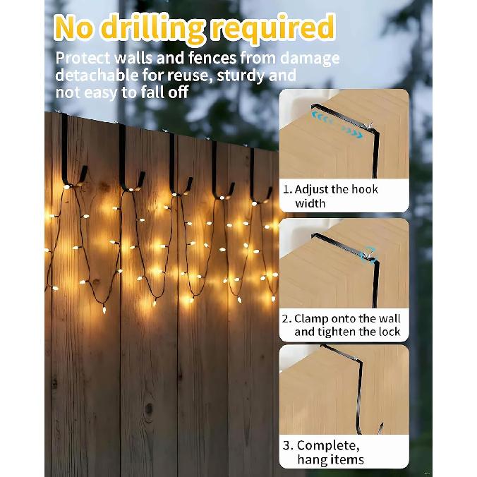 5PCS Adjustable Cinder Block Wall Hangers, 6-11" Outdoor String Light Hooks, Metal Concrete Brick Clips, Wreath Hangers No Drill