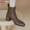 2024 Новые сапоги женские из натуральной кожи высшего качества осень-зима женские ботинки челси без застежек квадратные ботильоны на высоком каблуке