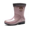Модные женские новые теплые резиновые сапоги из ПВХ с мехом, однотонные короткие женские туфли на низком каблуке для взрослых, водонепроницаемые резиновые сапоги из желе, конфетный цвет 7jk