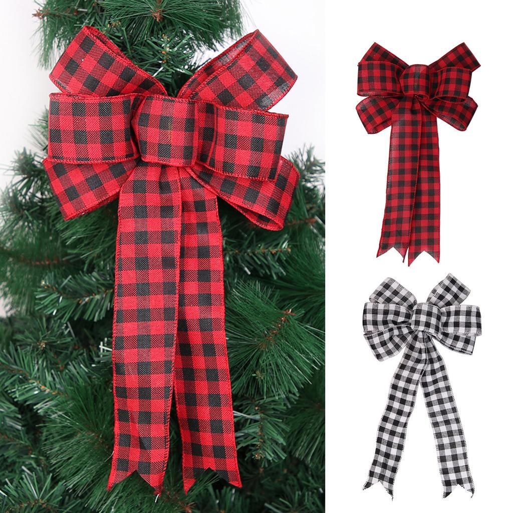 Christmas Bow Polyester Handmade Large Size Festive Holiday Christmas Tree Gift Decor Ornament Christmas Party Decor Accessory