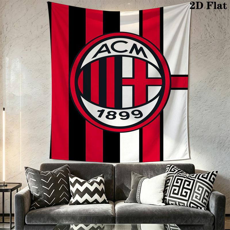 Логотип AC Milan Настенное Полотно Печатное Тканевое Покрывало Декоративные Гобелены для Спальни Гостиной Домашний Декор