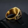Men's Classic Retro Freemason Ring: Gold-Plated Black Agate On Titanium Steel