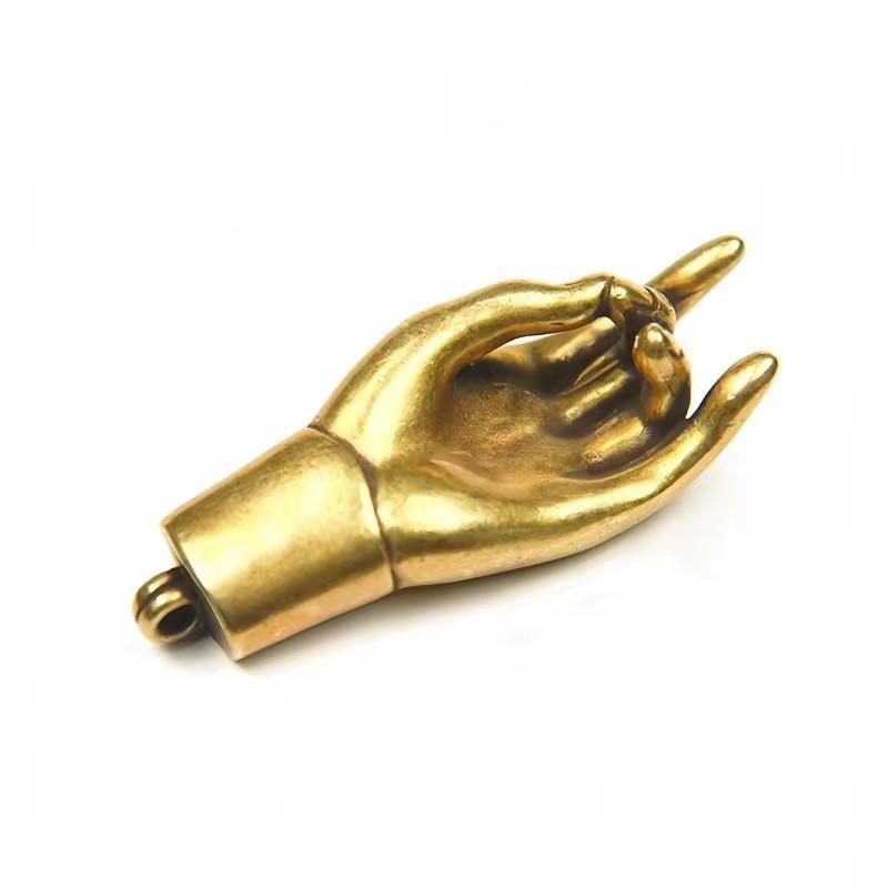 Metal Crafts Brass Guanyin Bergamot Pendant Brass Hand Enlightenment Key Pendant