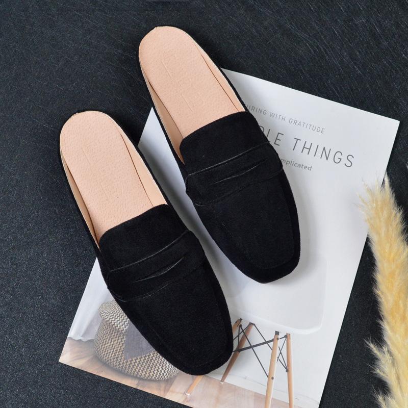 Женские плоские тапочки на плоской подошве, полутапочки для женщин, модные повседневные туфли Muller с квадратным носком, женские большие размеры