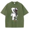 Cartoon Machine Bear Print Tshirts Casual Breathable Street Sweat Summer T-Shirts Personality Loose Cotton T Shirt For Men