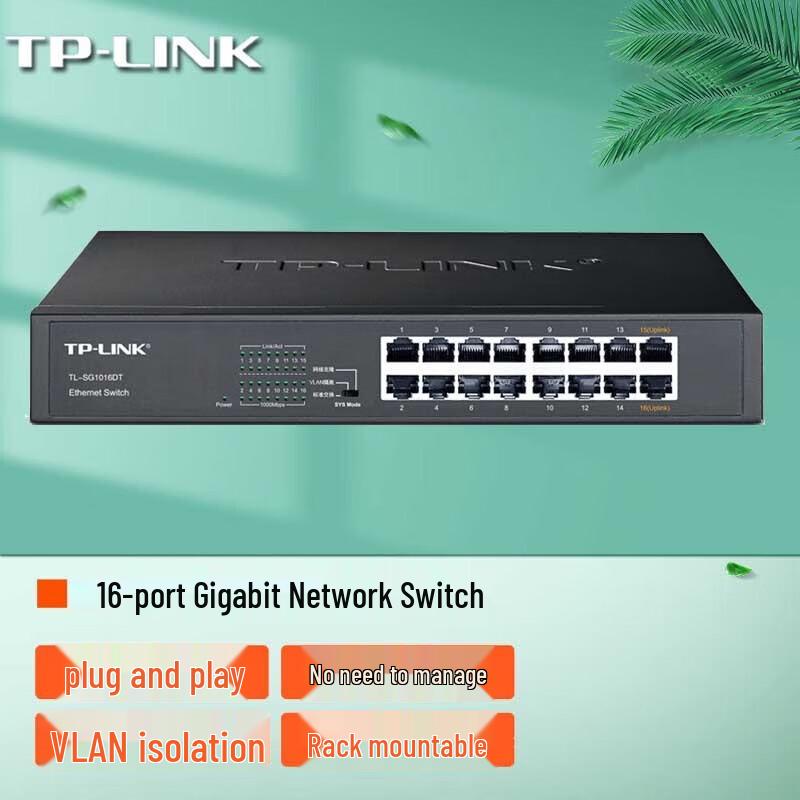 TP-LINK TL-SG1016DT 16-Port Gigabit Unmanaged Ethernet Switch