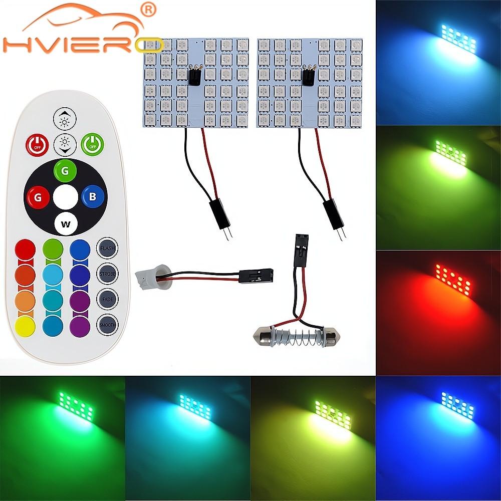 2pcs Car Led T10 5050 12/15/24/36SMD Interior Wedge RGB Panel Reading Lights Dome Auto Festoon BA9S Adapter License Plate Lamp