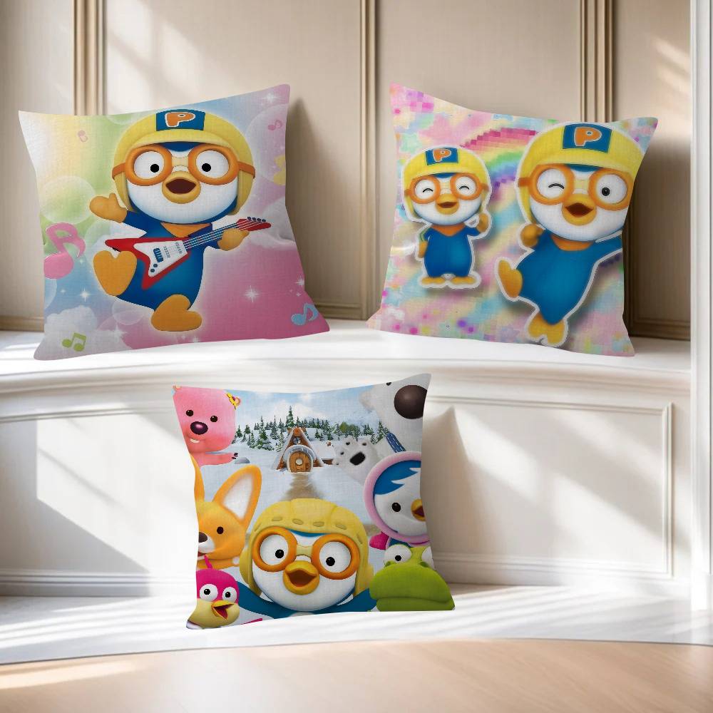 Anime cute Pororos Office Cushion Pillowcase Car Cushion CoverXCM Lumbar Pillowcase Sofa Pillowcover