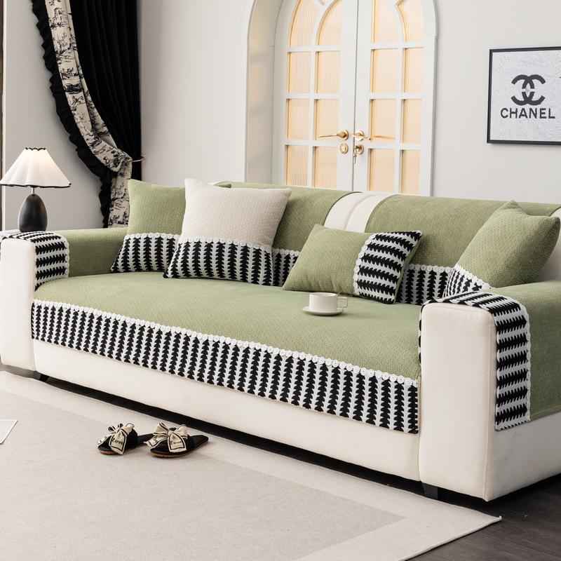 New Thickened Chenier Sofa Cushion Four Seasons Universal Non-Slip Cover Premium Sense Straight Row Cushion Cover Cloth Towel