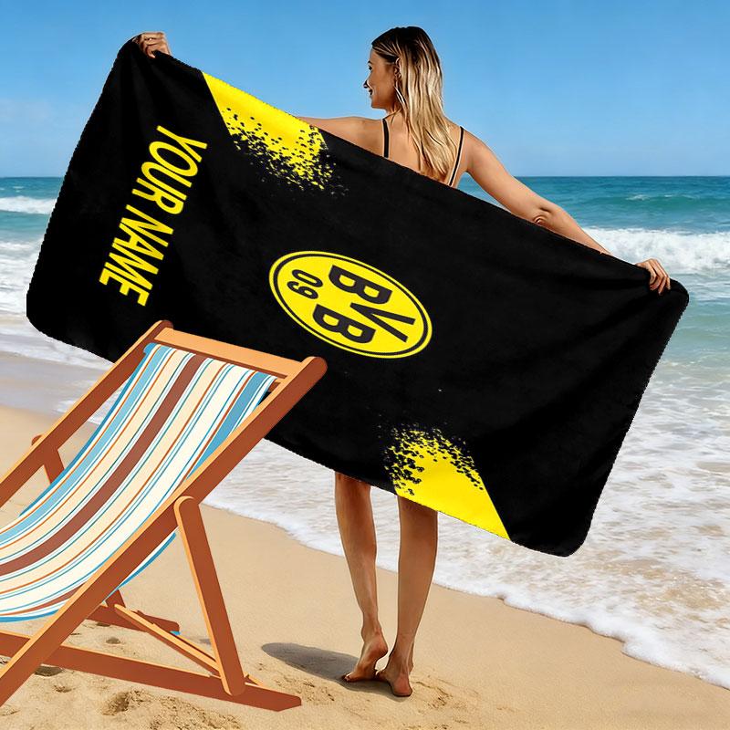 Custom Borussia Dortmund Print Beach Towel, Large Soft Quick Dry Towel for Beach Camping Swimming