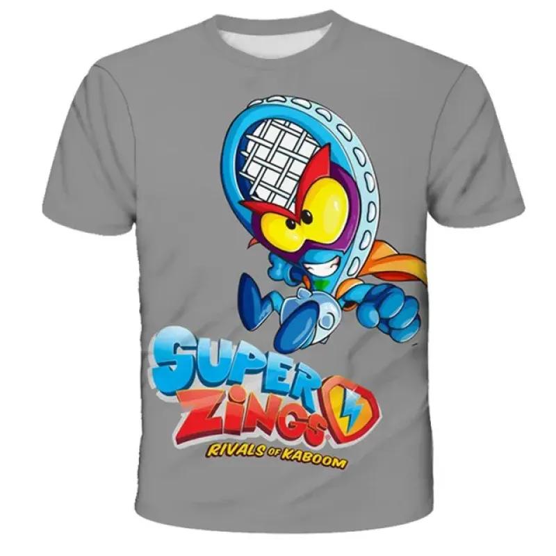Футболка Super Zings, летняя детская футболка с принтом мультфильмов для мальчиков и девочек, модная повседневная верхняя одежда для старых детей