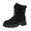 Platform Snow Boots Women's Winter Shoes Plush Warm Thicken Cow Suede 6 Boots British Style Fashion Lace-up Women Shoes