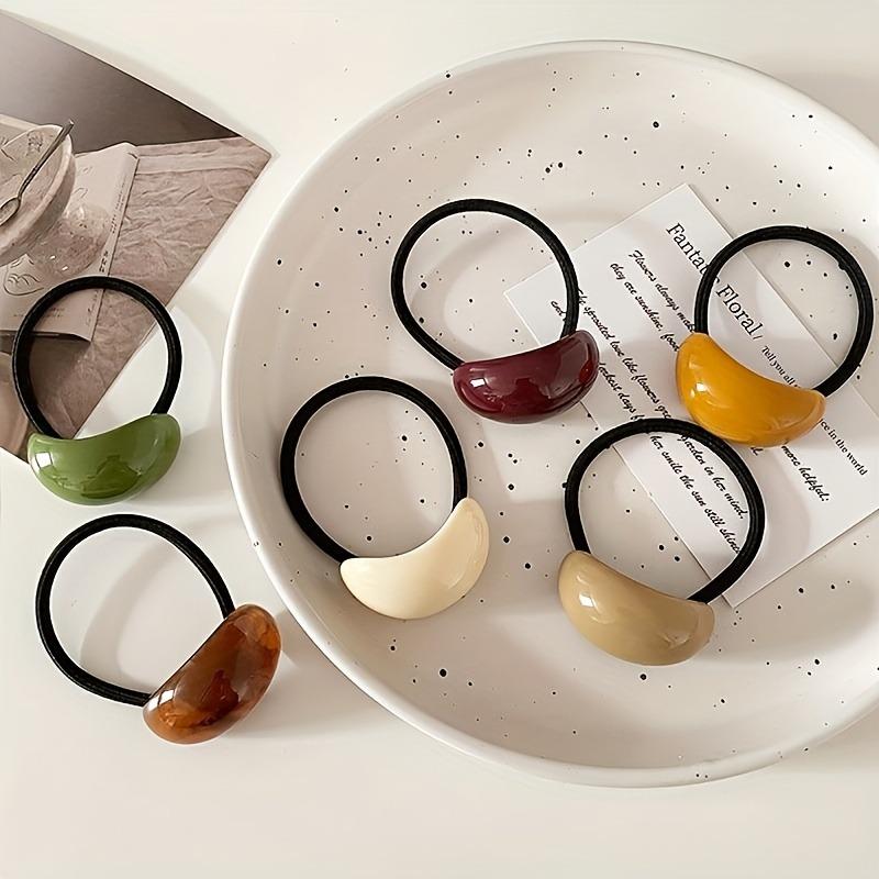 6 шт. Нефритовая узорчатая петля для волос с ярким изогнутым декором, высокая эластичность, дизайн с черной веревкой, простая, высококлассная, для ежедневной фиксации