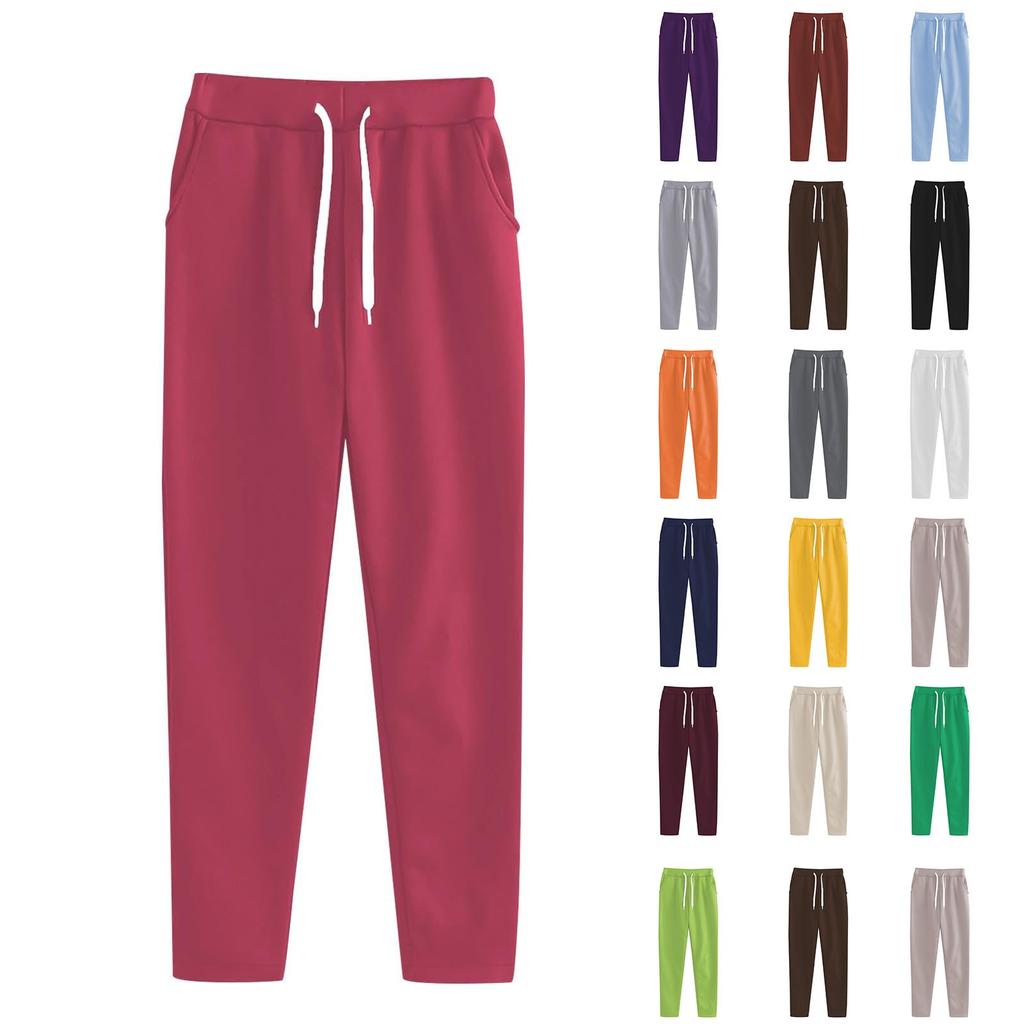 Women's Casual Solid Color Elastic Waistband Drawstring Pocket Sweatpants