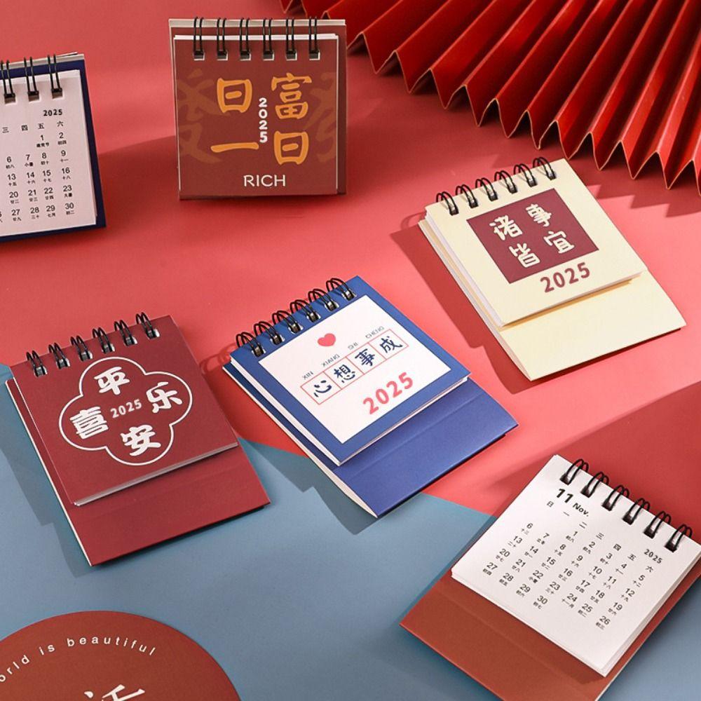Creative Mini Desk Calendar Thick Paper Monthly Planner Gift 2024-2025 Calendar  Desk Decoration