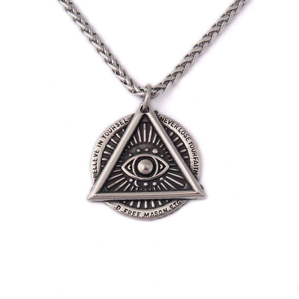 Masonic Eye of Providence Freemason Evil Eye Necklace In Stainless Steel Talisman Sign Medallion Punk Style Gifts Jewellery