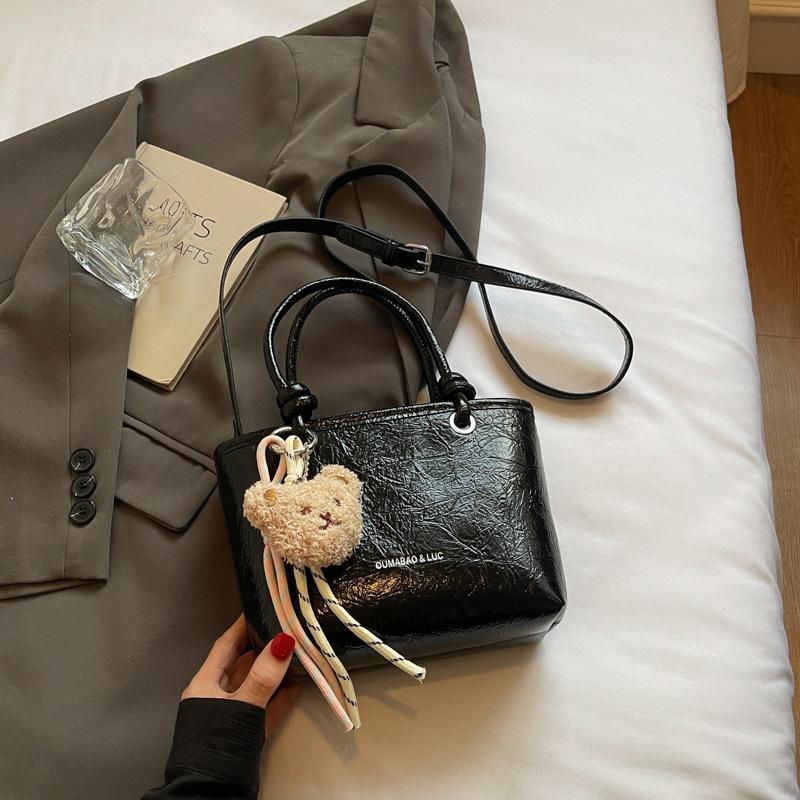 2025 Summer New Fashion Korean Lychee Pattern Portable Commuter Bag Women's Fashion Small Tote Bag Messenger Bag