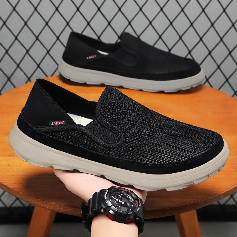 2025 Новые мужские туфли в корейском стиле с дышащей сеткой, весенние повседневные легкие подошвы, нескользящие, удобные для мужчин