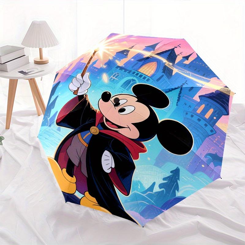 Magic Kingdom, Mickey Mouse Automatic Opening and Closing Umbrella, Compact Travel Umbrella, Lightweight and Portable, Suitable for Beach Co