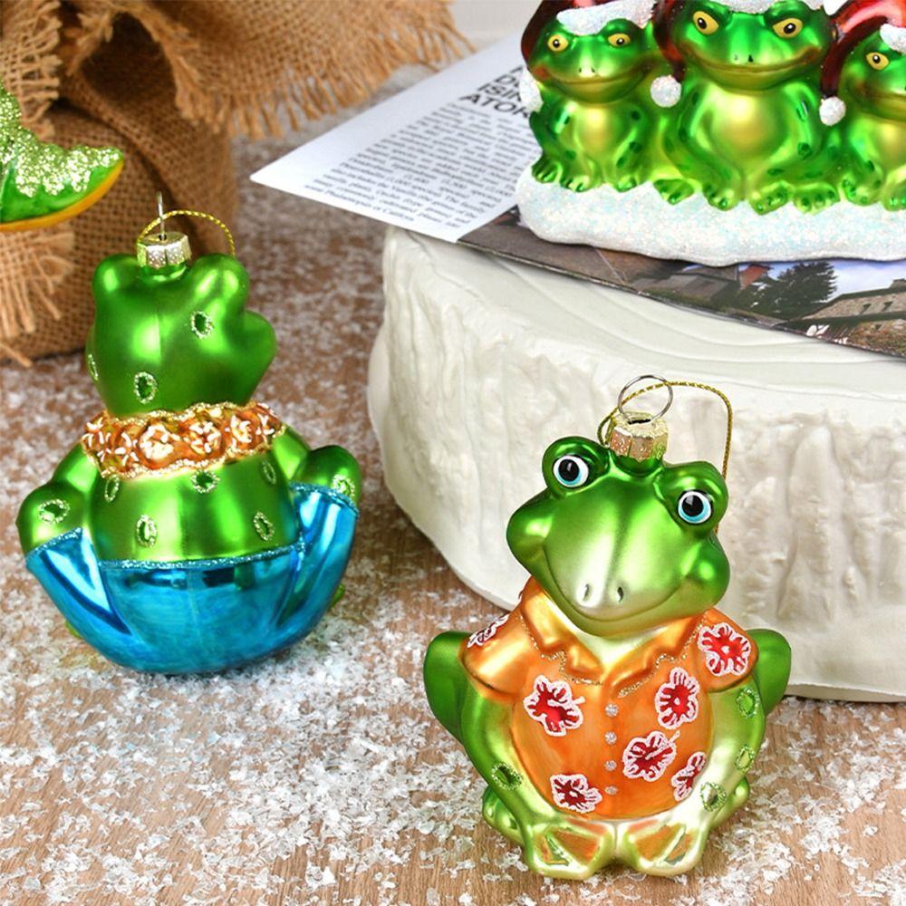 Glass Painted Christmas Decorations Green Christmas Tree Pendant for Mall Window Scene Layout
