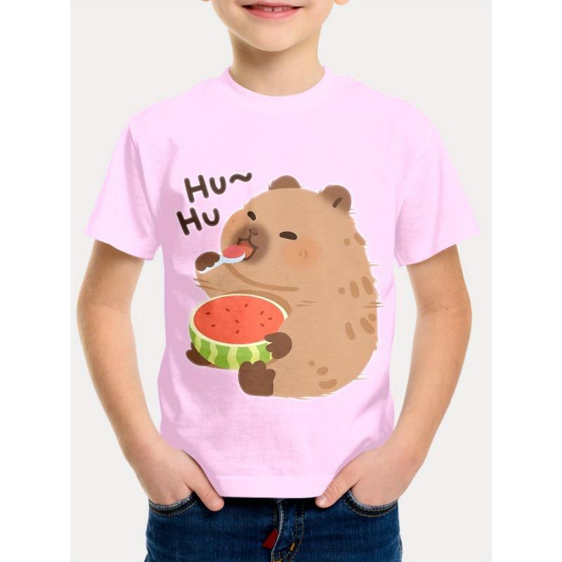 Детская футболка с капибарой, топы, 3D-принт, детская одежда, футболка для мальчиков, футболка с коротким рукавом, летняя футболка для мальчика, мультяшная одежда для девочки