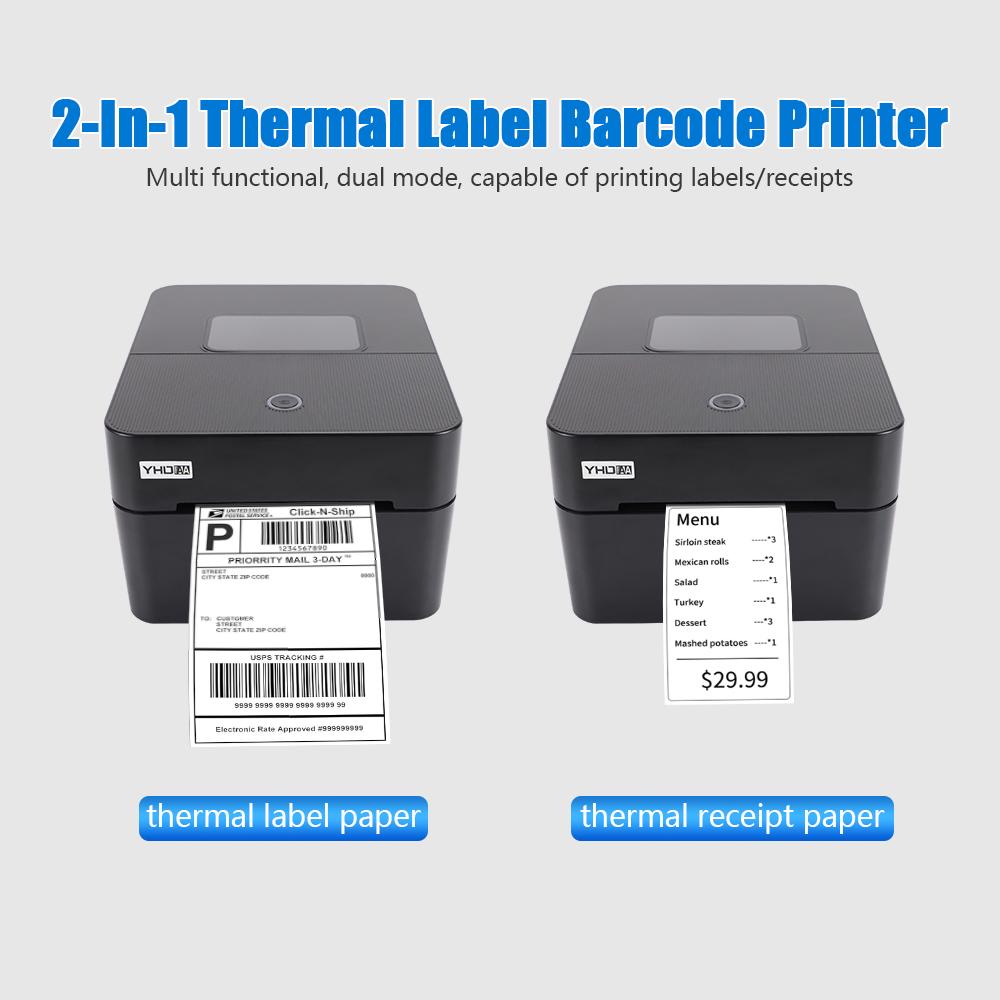 YHDAA 4 Inch Thermal Shipping Label Printer, Support Receipt Printing Waybill Printer 4x6, USB/WIFI/BT Connection Optional