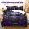 Purple Rose Gothic Pattern Bedding Quilt Set Quilt Cover Pillowcase Home Decoration Birthday Gift (1 * duvet cover + 2 * pillowcase, without core)
