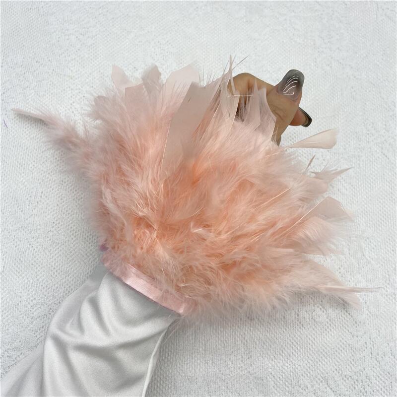 1 шт., манжеты из страусиного пера из натурального меха, манжеты из страусиных перьев, браслет с застежкой, манжеты из перьев, рукав на запястье