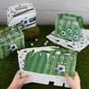 16Pcs 2 Colors Football Print Paper Boxes with Handle Hole Portable Gift Boxes for Wedding Candy Boxes Rectangle Mixed Color 16x9.5x17cm