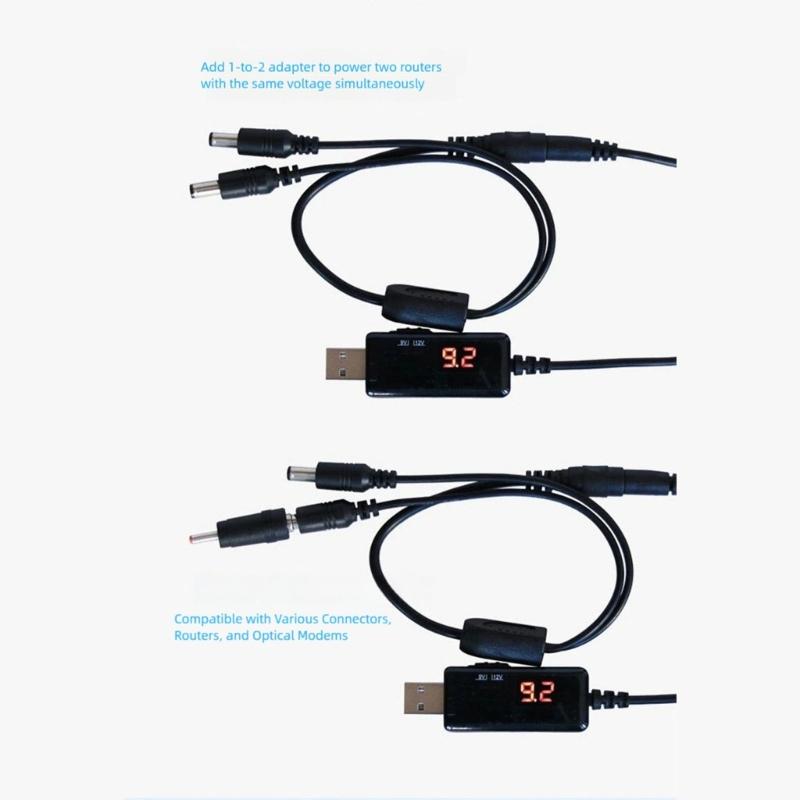 Универсальный повышающий кабель USB на DC5.5мм с 13 адаптерами для подключения множества устройств в домашнем офисе и в поездках