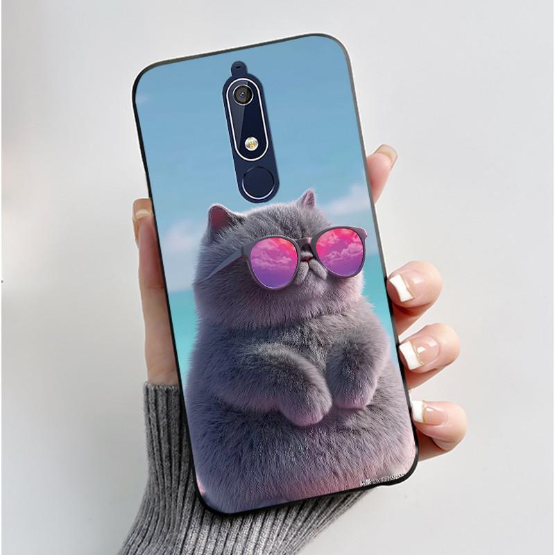 Чехол Для Nokia 5.1 6.1 Эстетичный Роскошный Милый Крутой Мальчики Девочки Мягкий силикон Чехол для телефона Задняя крышка Черный Матовый Защитный чехол