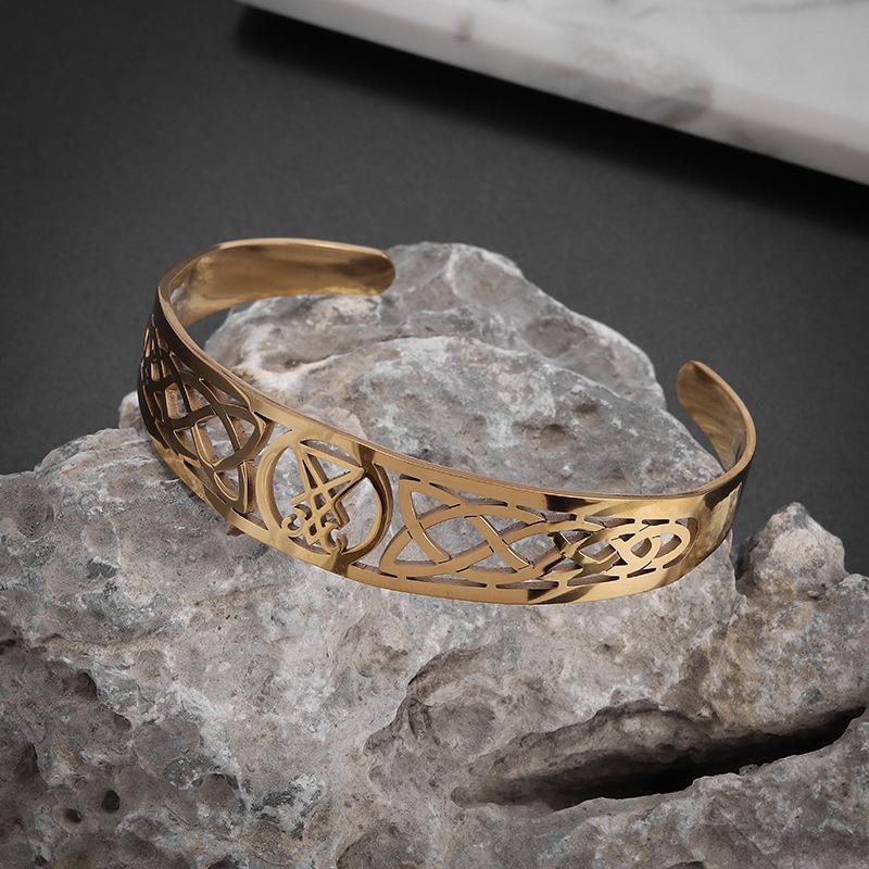 Браслет с регулируемым манжетом, амулет Печати Сатаны, браслет из нержавеющей стали