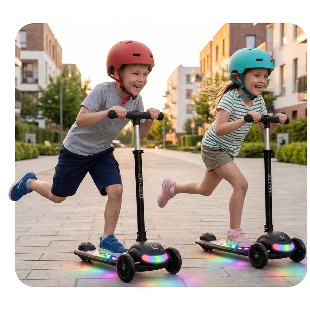 Ricokids Glowi Трехколесный светодиодный самокат-балансир для детей - Черный
