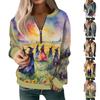 Women's Sweatshirt Pullover Basic Zip Pullover V Neck Long Sleeve Top Casual All Seasons Pullover