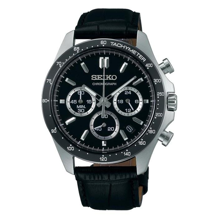 Seiko Selection SBTR021 Men's Quartz Chronograph Watch, Black Leather