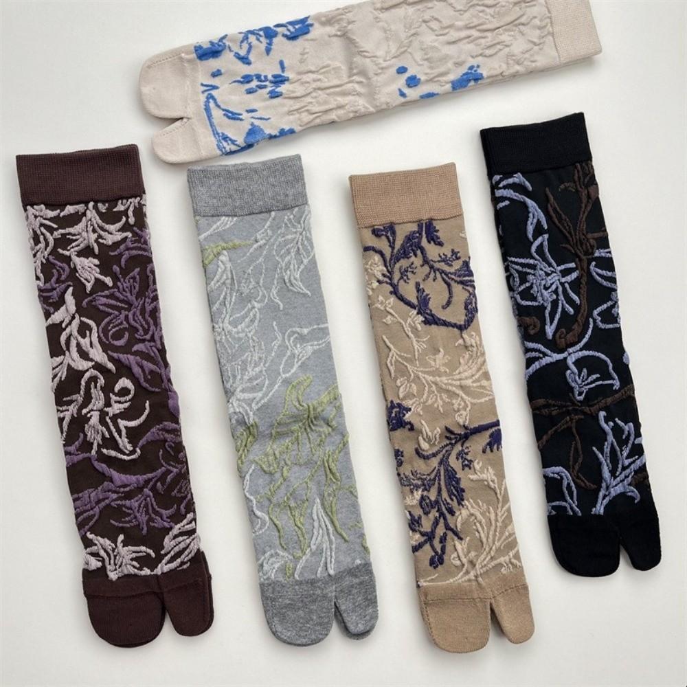 1 Pair Retro Relief Split Toe Socks Japanese Style Tabi Socks Versatile Women's Cotton Socks