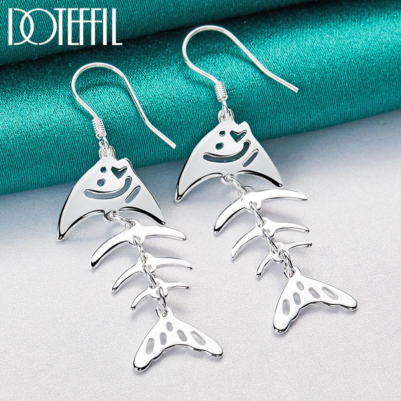 Серьги из рыбьей кости Серебряная бижутерия