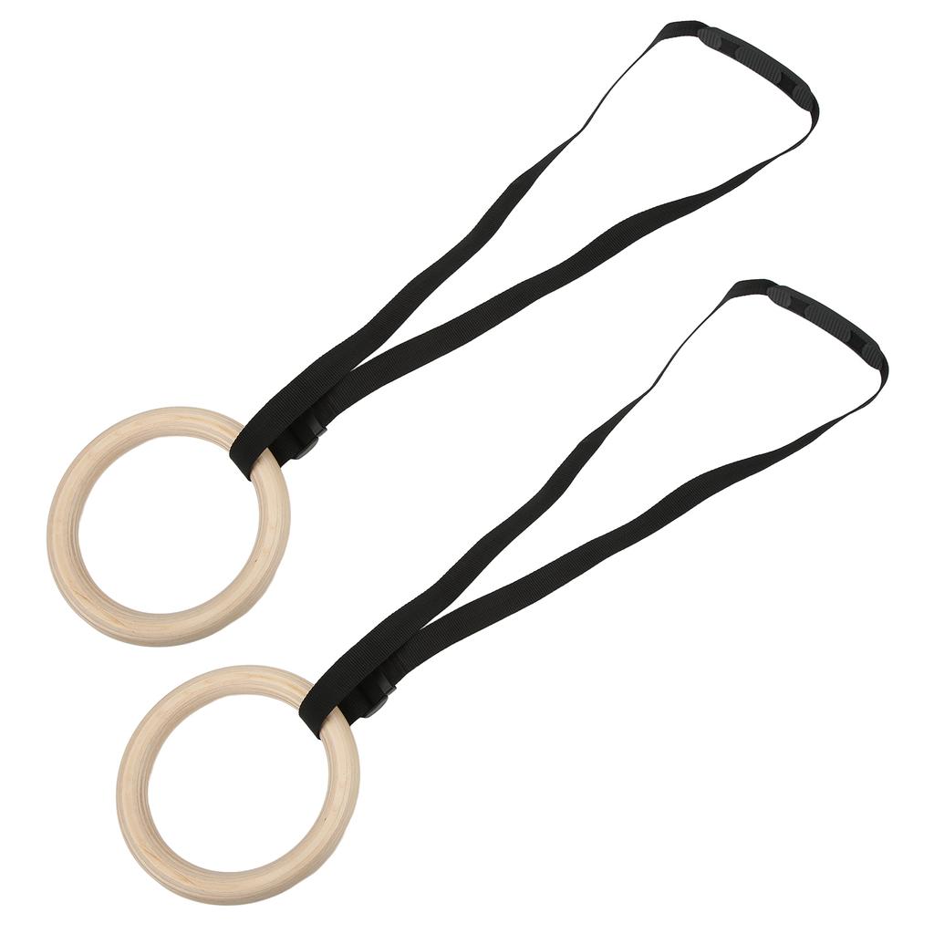 1 пара деревянных гимнастических колец с регулируемыми ремнями с пряжками, грузоподъемность 330 фунтов, кольца для подтягивания