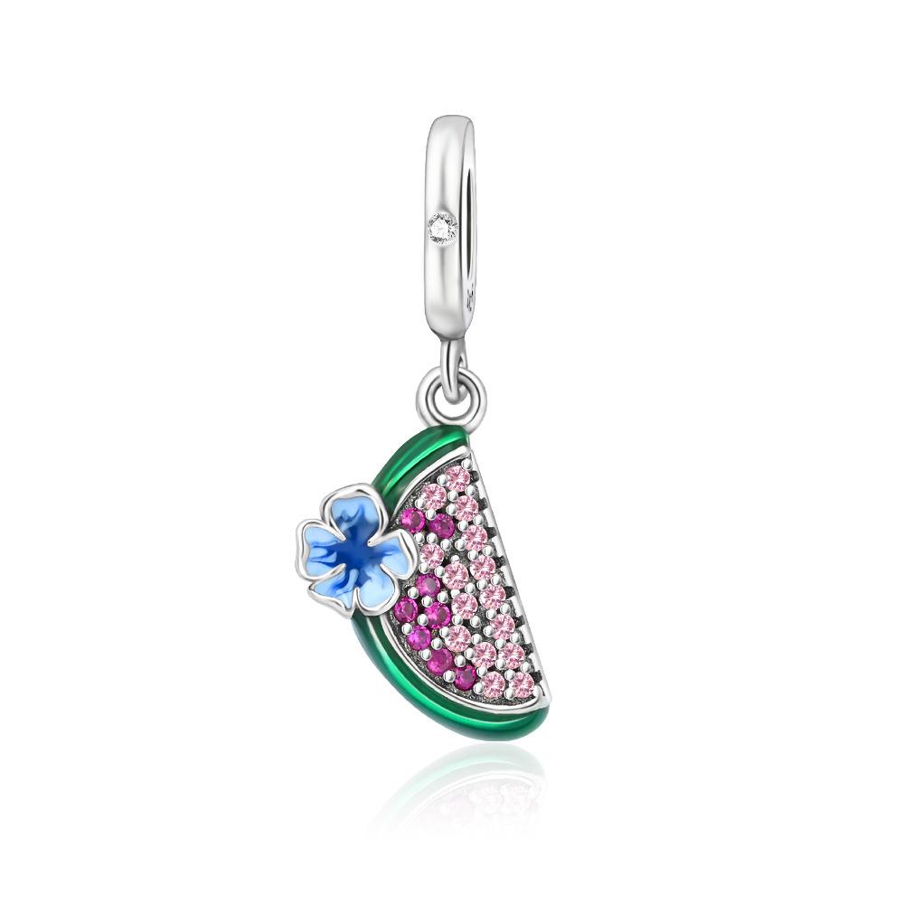 S925 Silver Creative French Fries Pizza Beaded Pendant DIY Handmade Jewelry Accessories Fashion Gift For Women