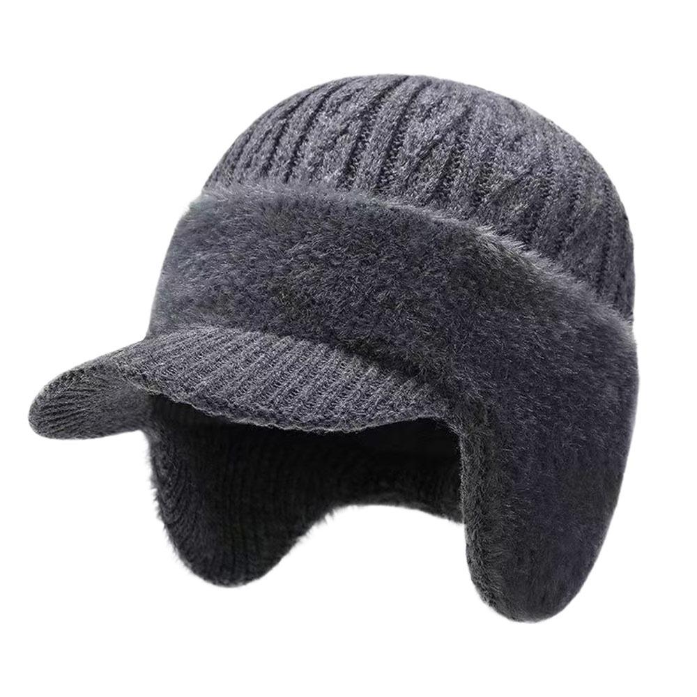 Fleece Lined Thermal Winter Hat Ear Protection Baseball Cap Fashion Knit Beanie Hat Outdoor
