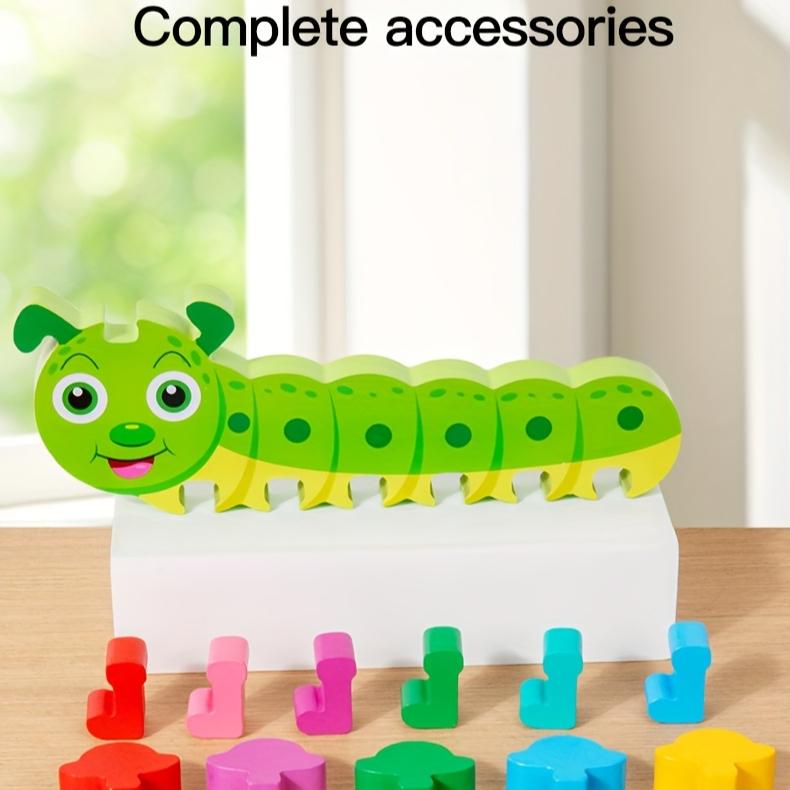 Colorful Caterpillar Puzzle Develops Observation, Cognitive Skills Hand Eye Coordination ,Educational Wooden Toy with Color Matching, Sorting Pieces