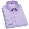 Мужские рубашки в стиле business casual Фиолетово-синие Хлопок Обычный крой Длинный рукав Классическая Клетка Полоска Клетка Рубашки для социальной работы