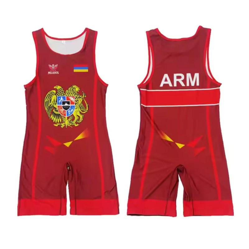 Sublimation Full-Body Wrestling Singlet Men Women Weightlifting Competition Training