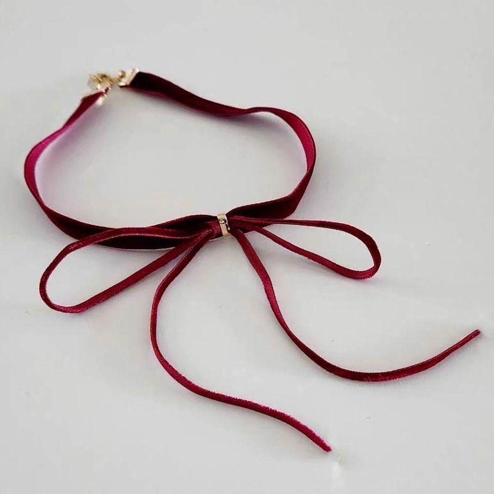Подвеска-бант, ожерелье-бант, бархатный ремешок, ошейник, модное колье-чокер, подарок на день святого Валентина