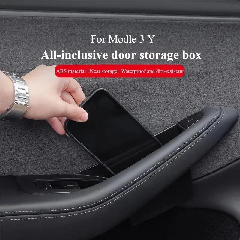 Door Handle Storage Box for Tesla New Model Y YL Juniper Highland 2025-2020 2026 Accessories Inner Handle Organizer Phone Holder