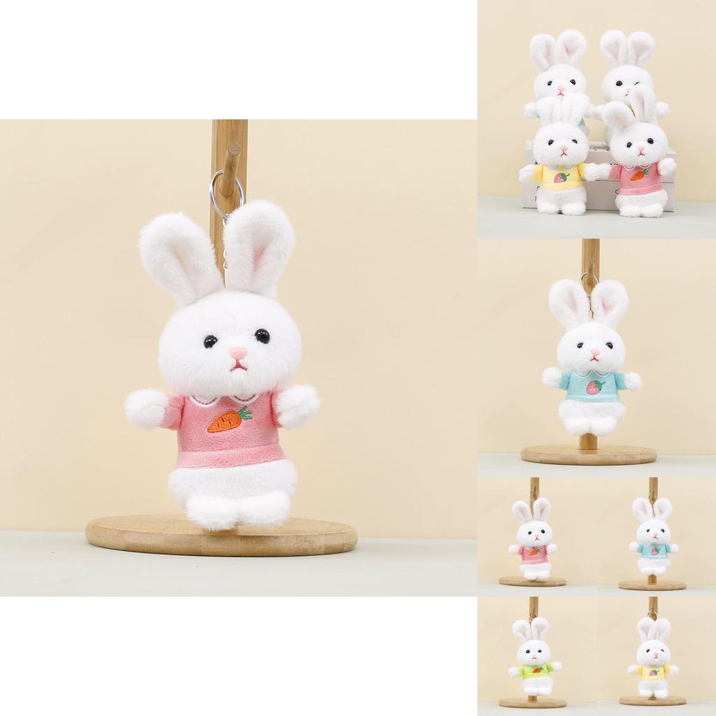 Cute Rabbit Plush Toy With Short Pile Fabric For Bag Decoration And Collection