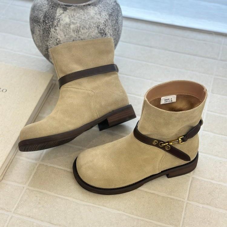 Модные женские ботинки с пряжкой-ремнем, рыцарские ботинки, осень 2025, новые, винтажные, на платформе, джинсовые ботинки, увеличивающие рост, нескользящие, износостойкие, короткие ботинки