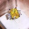 Exquisite Yellow Paraiba Ring for Women's Fashion Engagement Bride Jewelry High Quality Party Ring Birthday Gift Adjustable Size